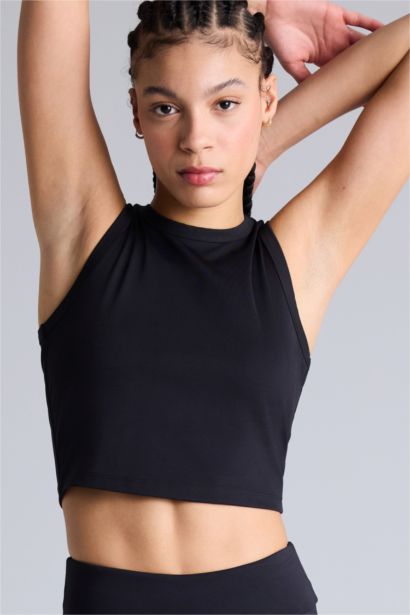 Crop Top Crew Neck Sleeveless Tank Top