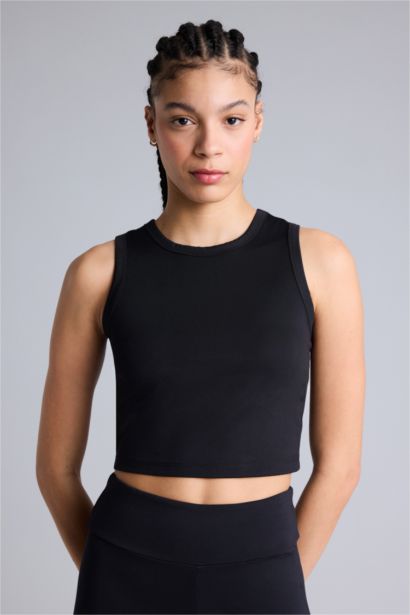 Crop Top Crew Neck Sleeveless Tank Top