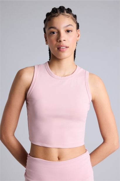 Crop Top Bisiklet Yaka Sporcu Atlet