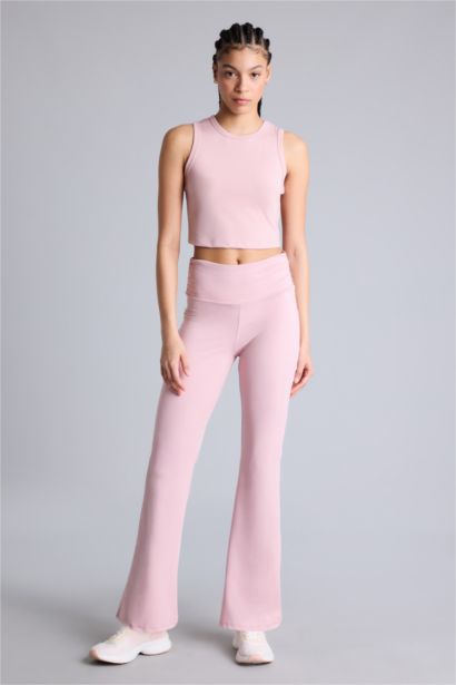 Crop Top Bisiklet Yaka Sporcu Atlet