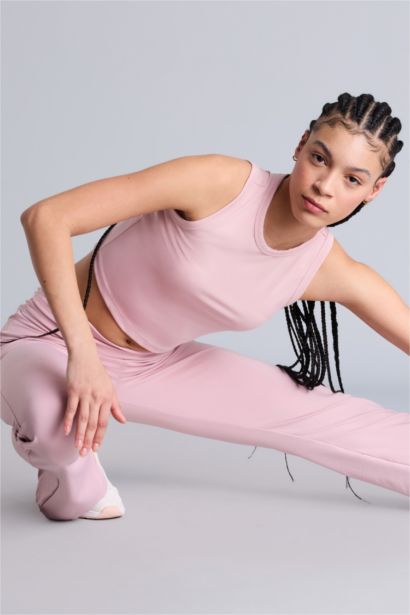 Crop Top Bisiklet Yaka Sporcu Atlet