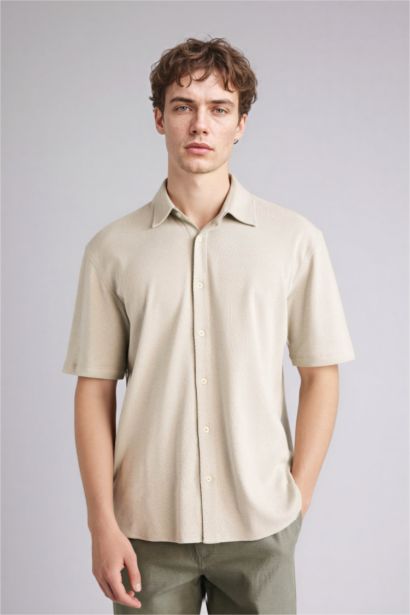 Regular Fit Polo Collar Jersey Short Sleeve Shirt