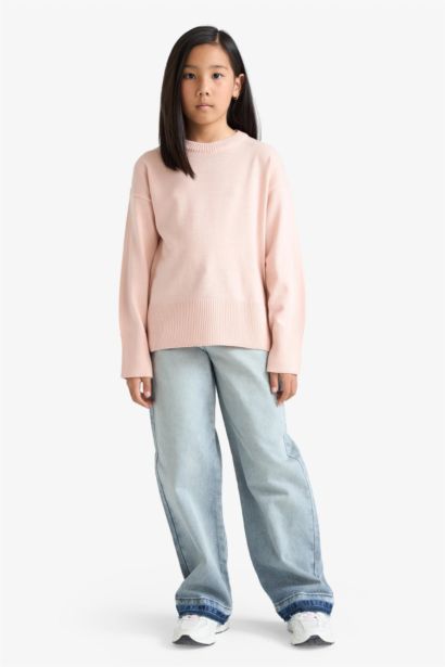 بلوز صوف بناتي اوفر سايز بياخة مستديرة