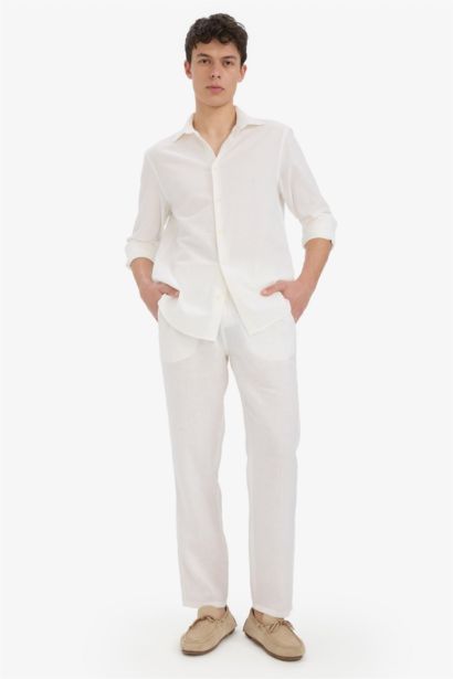 Regular Fit Polo Collar Cotton Long Sleeve Shirt