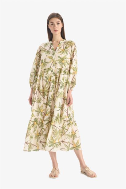 Fall in Love Tropical Patterned Voile Beach Dress