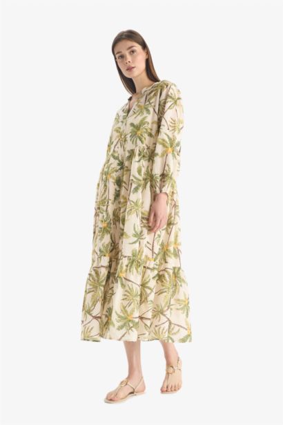 Fall in Love Tropical Patterned Voile Beach Dress