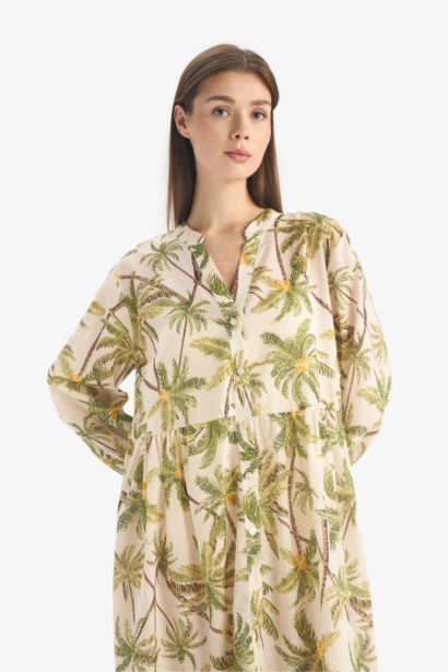 Fall in Love Tropical Patterned Voile Beach Dress