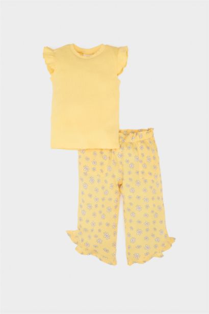 Ensemble de t-shirt et pantalon en viscose fleuri pour bébé fille