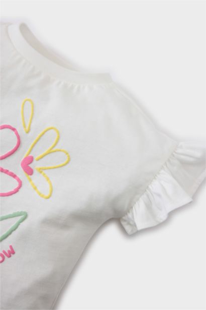 T-shirt imprimé fleurs à col rond pour bébé fille