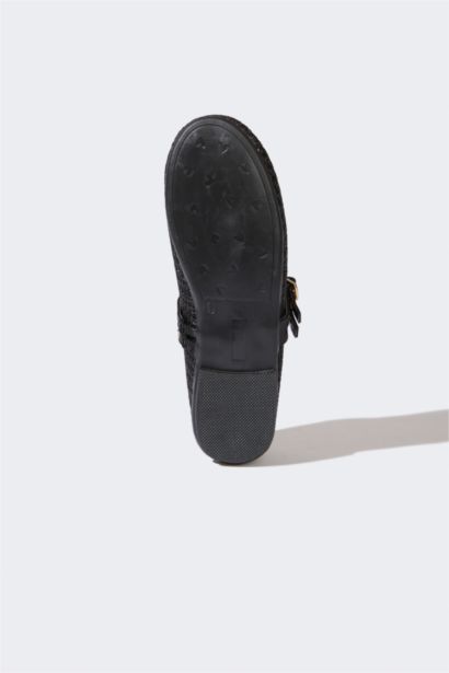 Girl Straw Detailed Ballerina Flat Shoes