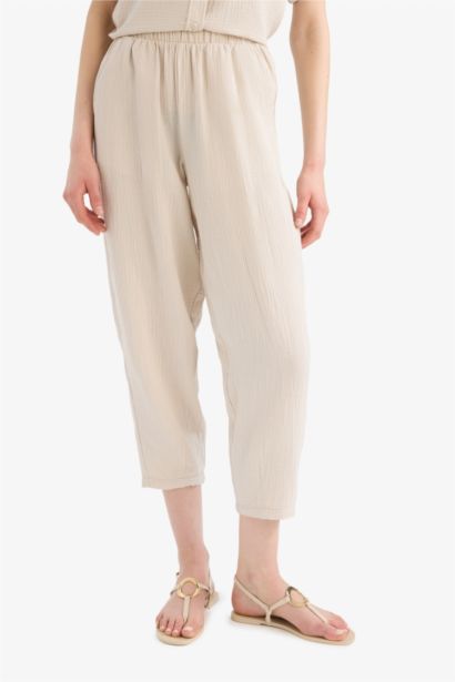 بنطلون قماش كرنكيل برجل ضيقة بجيب مزدوج