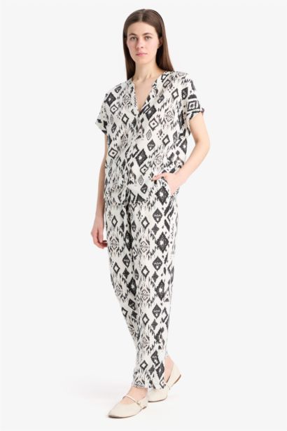 Pantalon large taille haute Coupe carotte