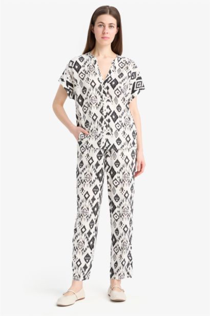 Pantalon large taille haute Coupe carotte