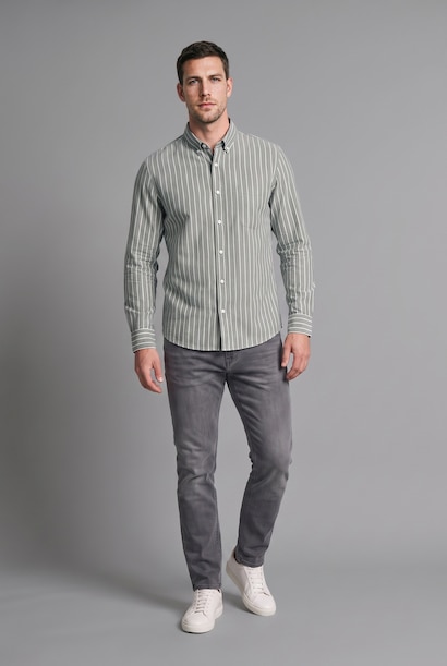 Regular Fit Striped Long Sleeve Pocket Shirt