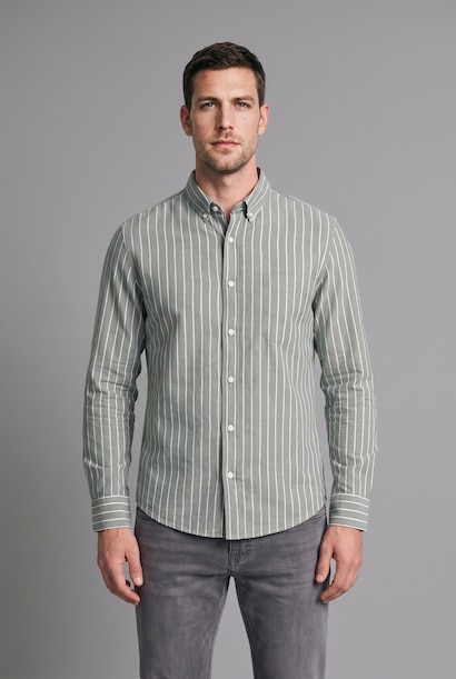 Regular Fit Striped Long Sleeve Pocket Shirt