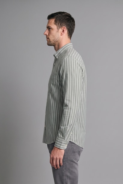 Regular Fit Striped Long Sleeve Pocket Shirt