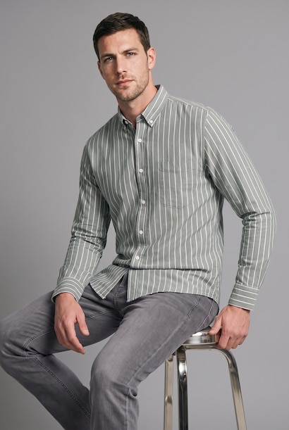 Regular Fit Striped Long Sleeve Pocket Shirt