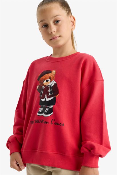Oversize Fit Printed Crew Neck Sweatshirt