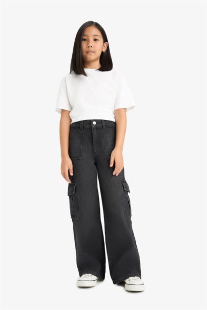 Girl Wide Leg Cargo Jeans