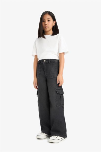 Girl Wide Leg Cargo Jeans