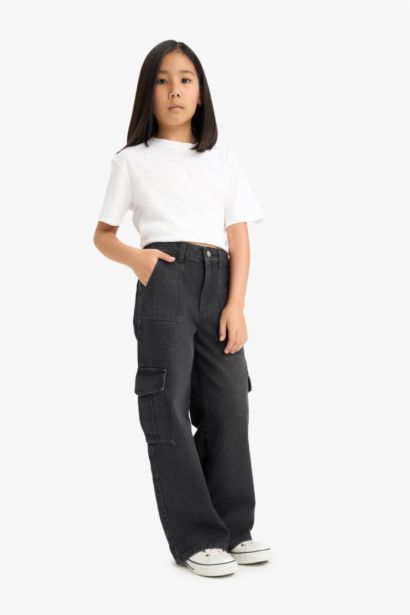 Girl Wide Leg Cargo Jeans
