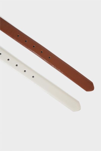 Woman Faux Leather 2 Piece Daily Belt