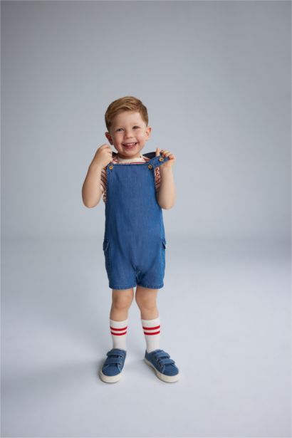 طقم بيبي اولادي سالوبيت جينز وتيشيرت قصة عادية - قطعتين