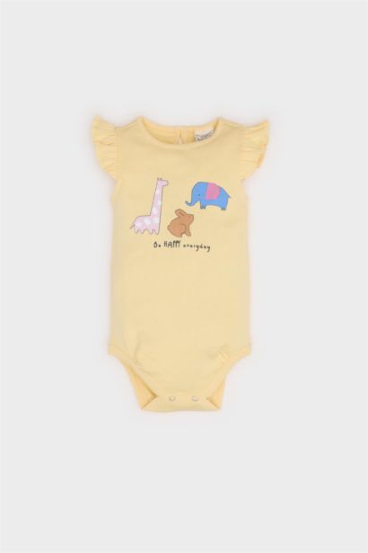 Baby Girl Newborn Animal Patterned Corduroy Snap Bodysuit