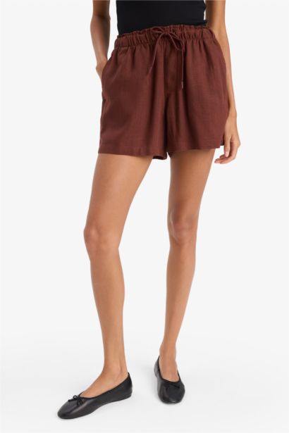 Linen Blended High Waist Shorts