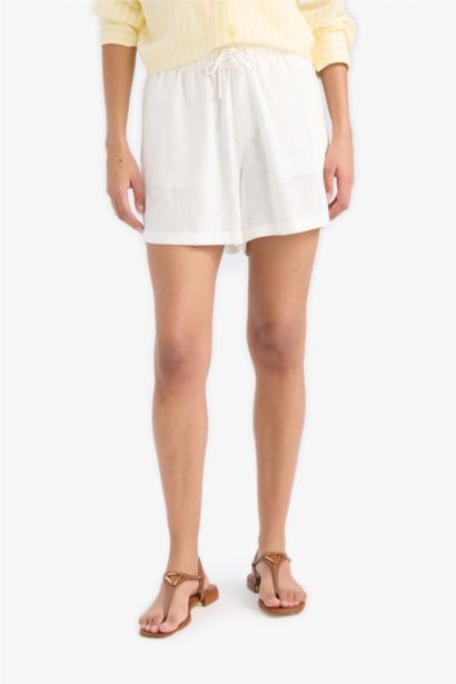 Linen Blended High Waist Shorts