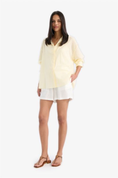 Linen Blended High Waist Shorts