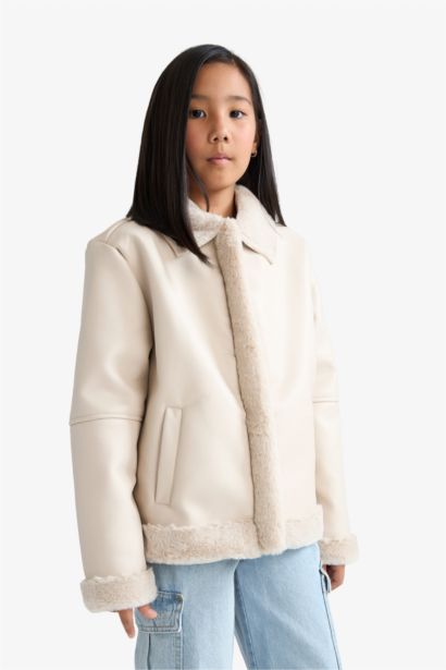 Girl Faux Fur Lined Zippered Jacket