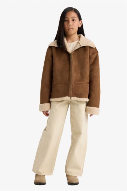 Girl Plush Lined Zippered Jacket