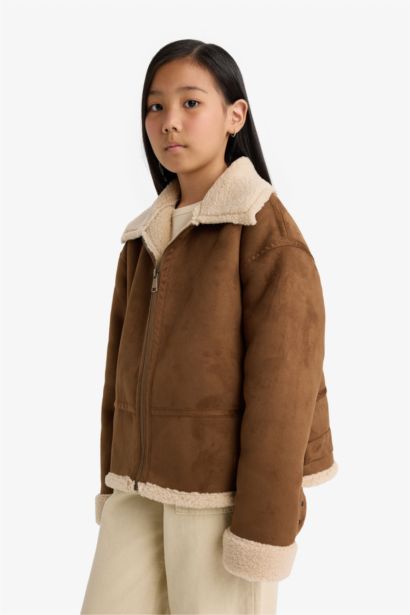 Girl Plush Lined Zippered Jacket