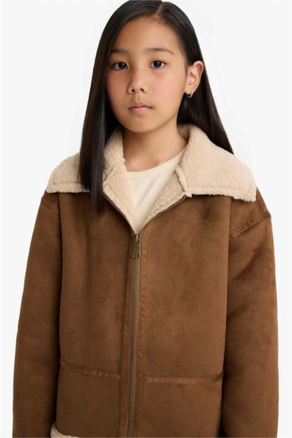 Girl Plush Lined Zippered Jacket