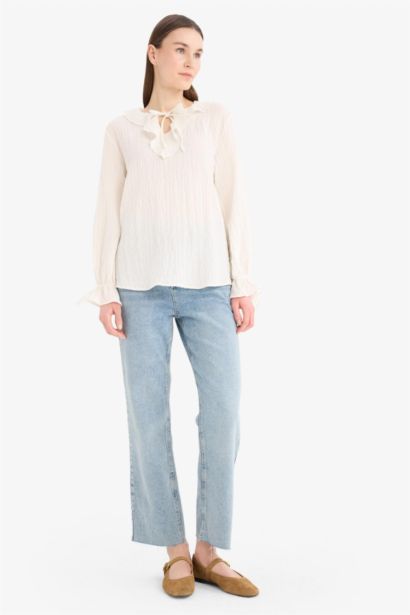 Crinkle Viscose Long Sleeve Tunic