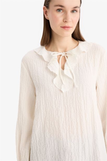 Crinkle Viscose Long Sleeve Tunic