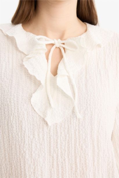 Crinkle Viscose Long Sleeve Tunic