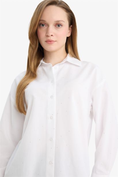 Relax Fit Poplin Shirt Collar Long Sleeve Tunic