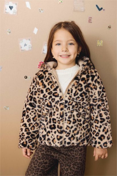 جاكيت فرو بيبي بناتي تايجر بغطاء للرأس