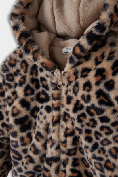 جاكيت فرو بيبي بناتي تايجر بغطاء للرأس