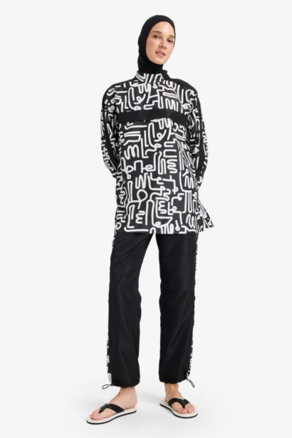 Regular Fit Su Geçirmez 3'lü Desenli Burkini Tesettür Mayo Takım