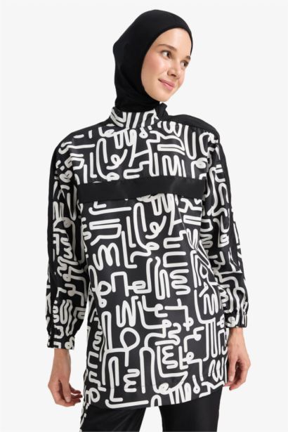 Regular Fit Su Geçirmez 3'lü Desenli Burkini Tesettür Mayo Takım
