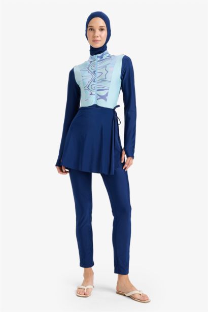 Regular Fit Quick Dry Printed 5 Piece Burkini Set