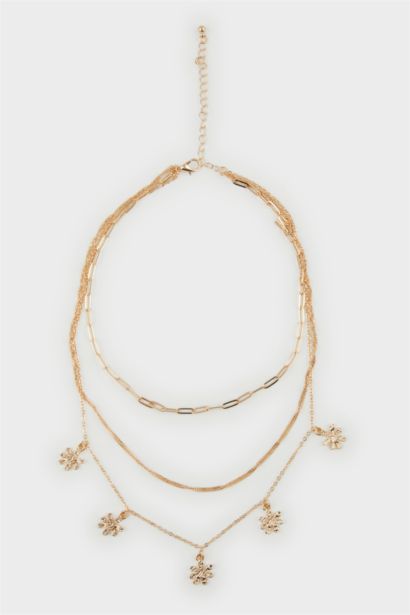 Женское потройное золотое колье