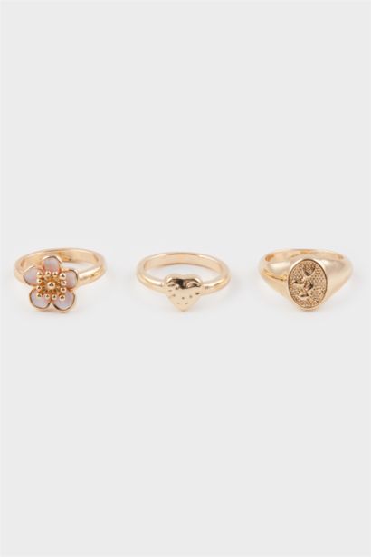 Woman Stone 3 Piece Gold Rings