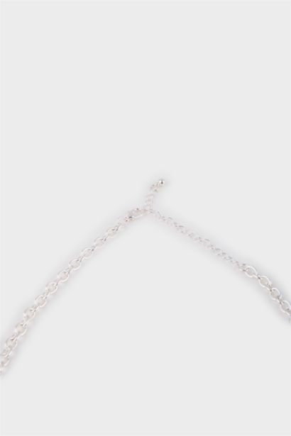 Woman Colorful Floral Silver Necklace