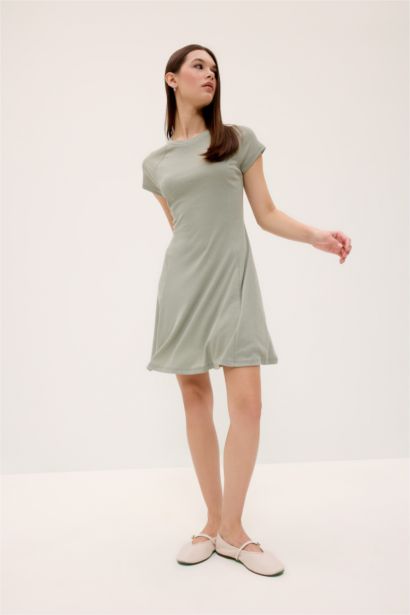 Crew Neck Ribbed Camisole Basic Mini Dress