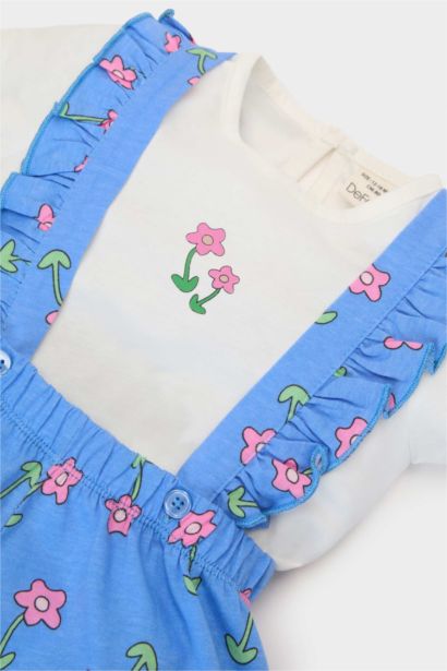 Ensemble T-shirt et Salopette fleurie pour bébé fille