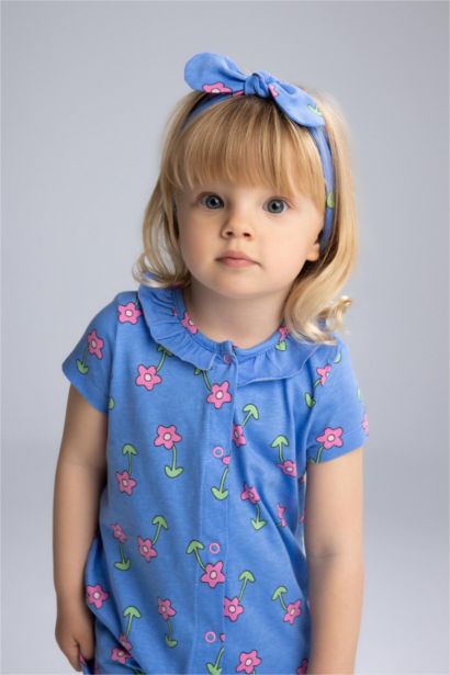 Ensemble Combinaison imprimée avec Bandeau pour bébé fille